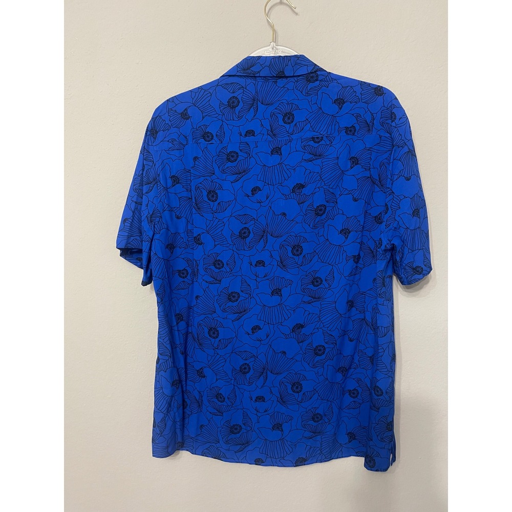 The Kooples Graphic Poppies Camp Shirt Blue Floral 100%‎ Viscose Men's S NWT - Picture 9 of 10
